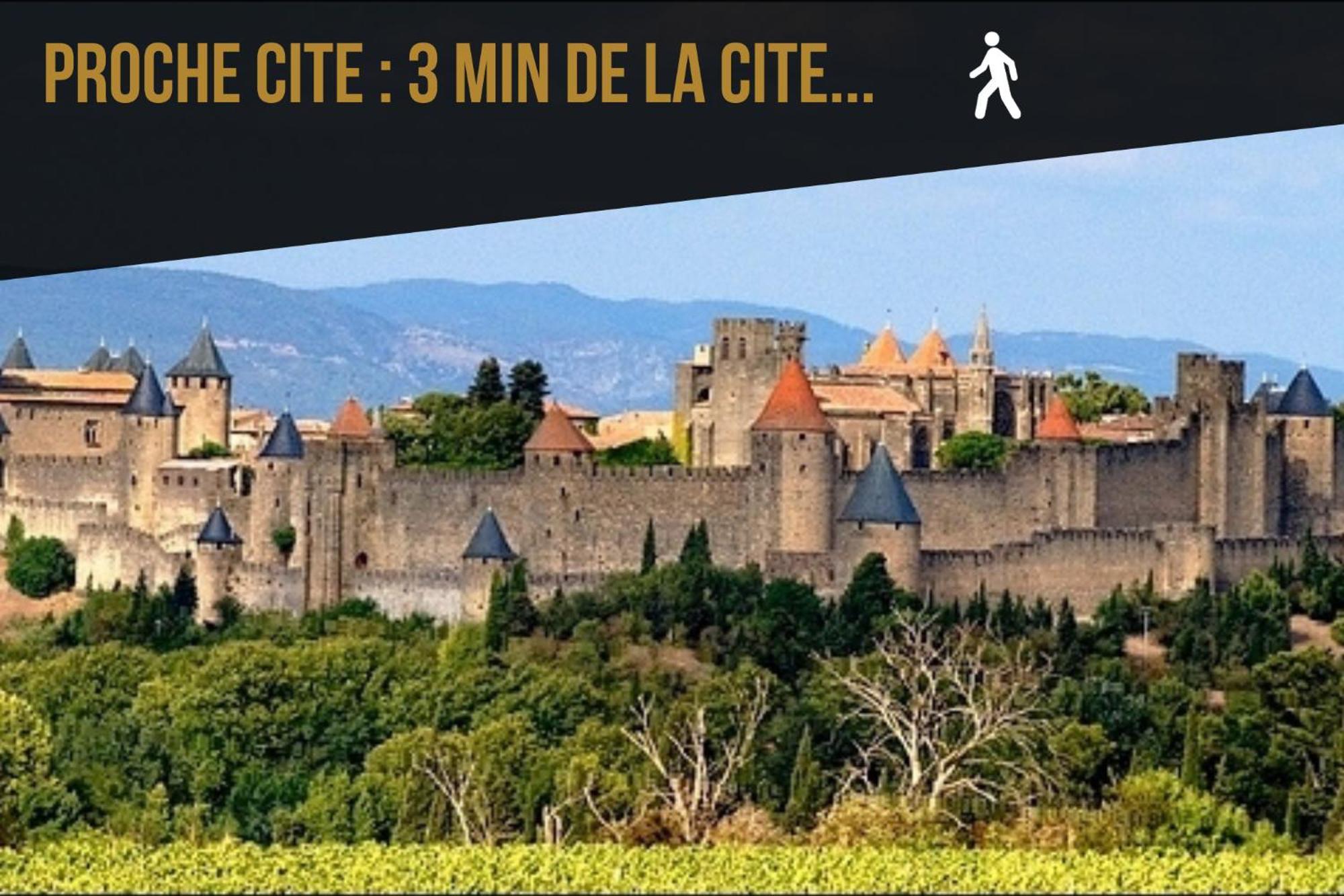 Les Gites De Laure - L'Or Vert, Appartement Avec Vue Sur Le Chateau, Parking Prive, Climatisation, Netflix, A 160 M De La Cite Medievale Carcassonne Luaran gambar